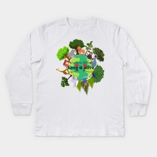Evergreen - Keep earth clean Kids Long Sleeve T-Shirt